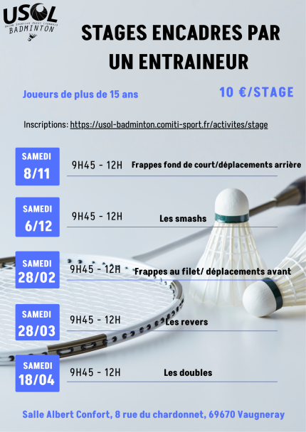 Stages encadrés par un entraineur