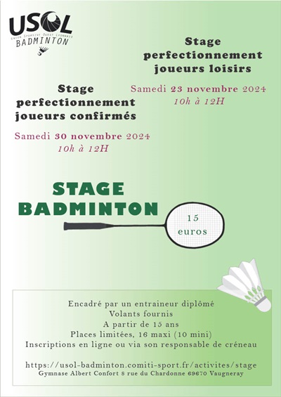 Stages de perfectionnement Novembre 2024